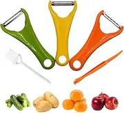Trez Treamer 4pcs Peelers for Kitchen Y Vegetable Peeler Orange Peeler Tool with Brush Stainless Steel Potato Peeler Apple Zucchini Cucumber Peelers