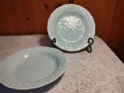 (2) Nikko WOODBURY GREEN 6 5/8" Bowls/Salad plate Embossed Leaves Grapes New