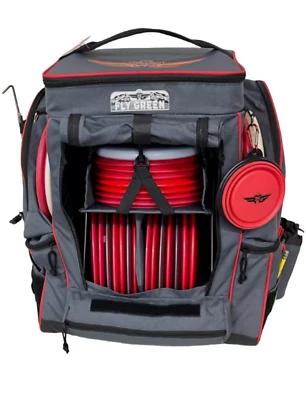 FLY GREEN PERFORMANCE RED ROCKS GREY FG 1 DISC GOLF BACKPACK BAG -COOLERS, STOOL