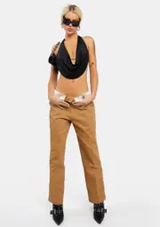 [Edikted] Camel Folded Wide Leg Chino Pants