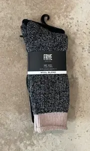 Frye Boot Socks 2 Pair Black and Black/Pink Women Super Soft Warm & Comfy NWT