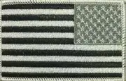 United States Flag Left Tactical Patch W/ VELCRO® Brand Black, White & Gray