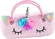 [Ipetboom] Plush Unicorn Glasses Case Portable Eyeglass Storage for Cute and Compact Sunglasses Holder Present for Lightweight Durable Design