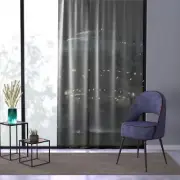 UFO Window Curtain, Alien Spaceship Flying Saucer Room Decor Drapes,