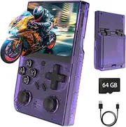 WeLohas Retro Gaming Console,Video Game Console with Linux System,64G TF Card Preloaded 15000+ Video Games,3.5'' IPS Screen,Portable Handheld Emulator Gift for Teens Adults,Purple (Purple)