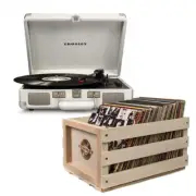 Crosley Cruiser Bluetooth Portable Turntable - White Sands + Bundled Crosley Rec