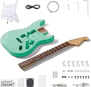 [LEO JAYMZ] DIY ST Style Electric Guitar Kits,Spray-painted Mahogany Body,Laurel Wood Fingerboard and Maple Neck, including all Components (ST-Surf Green)