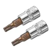 1/4-Inch Drive Bit Socket Torx T27 S2 Steel 38mm Length 2 Pcs
