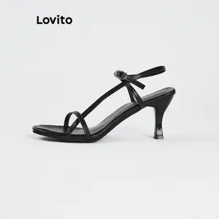 Lovito 女休閒素色十字高跟鞋 L72AD208