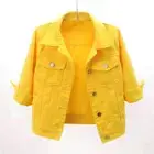 Womens Denim Jacket Womens Coat Color Plain Top Button Up Ladies Short Jean Top