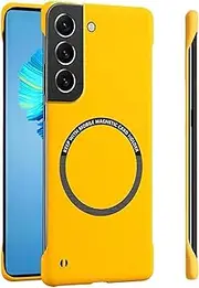 [RUNGOS] for Samsung Galaxy S21 FE Case MagSafe (Bare Metal Feel) [Strong Magnetic] [Borderless Slim] Shockproof Case for Samsung S21 FE Case, S21 FE Phone Case Magnetic Cover 6.4'' 2022, Yellow
