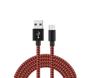 Catzon 1M 2M 3M 1Pack Micro USB Cable Nylon Braided Phone Cable Fast Charger Cable USB Cord -Red Black
