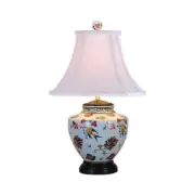 Beautiful Chinese Floral Bird Motif Porcelain Vase Table Lamp 22.5"