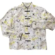 Pendleton NWT $94 Women's Silk Linen Mandarin Collar Floral Top Yellow Size 8