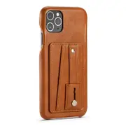 For Iphone 11 Pro Shockproof + Pu Protective Case With Holder and Card Slots(Brown)