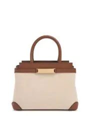 BALLY Deco Mini $1250 Natural/Brown Canvas Tote Bag New And Authentic