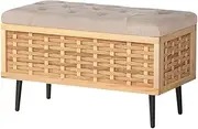 Artiss Wooden Storage Ottoman, Velvet Foot Rest Stool Bench Velvet Padded Seat Blanket Box Chest Bedroom Living Room Indoor, 80 x 40 x 50cm Foam Fabric Open Lid with Metal Legs