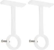 Ceiling-Mount Curtain Rod Brackets, Heavy Duty Ceiling and Wall Curtain Rod Holders for 1 Inch Drape Pole, Set of 2 (White)
