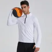 Fashion Men's Long Sleeve Quick Dry T Shirt Half Zip Fitness Training Sportswear