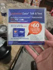 Ultra Mobile Prepaid 60$ Sim Card 4g USA Only Micro Nano And Regular Sim Sizes