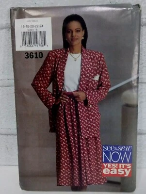 Sewing Pattern See & Sew 3610 Women's Jacket, Skirt & Top Size 16-18-20-22-24
