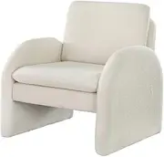 Artiss Armchair Modern Accent Chair, Boucle Sofa Couch Chair with Sturdy Pine Wood Frame - Comfy Curved Armrests Lounge Chair for Living Room/Bedroom/Home Office/Study, Easy Assembly, White