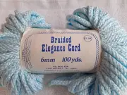 NEW VINTAGE LIGHT BLUE BRAIDED ELEGANCE CORD 6mm 100yds - CRAFT MACRAME