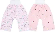 Amosfun 2 x Nappy Pants, Waterproof, Absorbent, Breathable Baby Potty Trousers for Toddlers, Toddlers, Children, Baby, Boy, Girl, Night Time, Size L, 4-12 Years