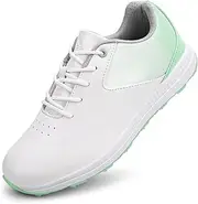 [TUMAHE] Spikeless Golf Shoes Casual Ladies Leather Golf Sneakers Lightweight Waterproof Golf Athletic Shoe for Women
