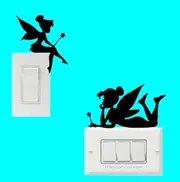 (2 in 1) Tinkerbell Light Switch Decal Fairy Vinyl Sticker for Walls, Laptop Stickers and Decals |02,Black| BizBugs Backed Quality Product.