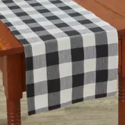 Park Designs WICKLOW 13"x 54" Backed Table Runner Black, Candlelight White Check