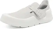 [zaxunai] Frosted Clogs for Women with Adjustable Buckle, Low Platform Mules with Closed Toe, Slip-On Potato Loafer Sneakers for Outdoor, Casual Armadillo Chef Sandals, Gray, 9 AU