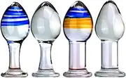 LYGHDBN Large Crystal Glass Anal Plug Anal Bead Anal Butt Plug G-Spot Massage Device Glass Dildo Anal Dilators Anal Plug Sex Toys for Women Men(B)