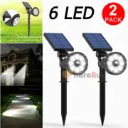 2PK Solar Spot Lights LED Garden Outdoor Pathway Lawn Fence Lamp Spotlight Light