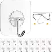 Wall Hooks 20lb(Max) Transparent Reusable Seamless Hooks,Waterproof and Oilproof