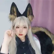 Foxes Wolf Cats Animal Cosplay Costume Ears Tail Set Cats Ear Headband with Tail