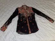 Karman Vintage Rodeo Pearl Snap Floral Western Long Sleeve Shirt NWT 16/36 Large