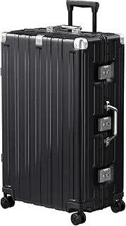 [Krute] Luggage 28 Inch Aluminum Frame No Zipper Large Hard Shell Lightweight Suitcase PC ABS Luggage with Spinner Wheels Black