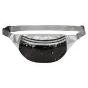 Sequined Large Fanny Pack for Women, Waist Belt Bag, Crossbody Bag Shiny Black