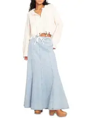 [Belle & Bloom] Bold Love Maxi Skirt in Stonewash