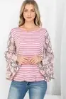 Mauve Pink Snake Animal Print Bell Sleeve Top Size Small