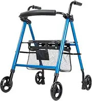 Rollator Walker with 8 Inch Wheels, Adjustable Seat and Arms, Lightweight Mobility Folding Rolling Walker, Supports 300 lbs