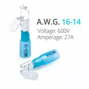 Blue Heat Shrink Piggyback Wire Connector 3-Way Spade Terminals 16-14AWG 20-200X