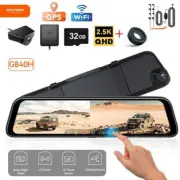 WOLFBOX 12'' G840H Mirror Dash Cam with WiFi, ACC Hardwire Kit, Polarizing Lens