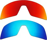 [Alphax] 2 Pcs Fire Red & Ice Blue Polarized Replacement Lenses for Oakley Sutro OO9406 Sport Sunglsses