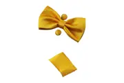 Mens Warm Yellow Matching Bow Tie, Pocket Square & Cuff Links Set