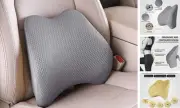 Memory Foam Lumbar Support Pillow for Car - Back Support for Car Seat Grey-m
