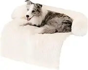 WELLYELO Medium Dog Bed & Cat Sofa - Plush, Washable, Furniture Protector (35x31x5, White)