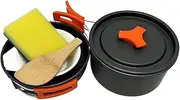 koolsoo Camping Cookware Mess Kit Frying Pan Compact Cooking Gear Nonstick Bowls Spoon Soup Pot for Outdoor Picnic BBQ Camping Travel