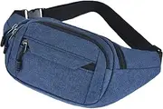 Bumbag Fanny Pack Waist Hip Bag for Men Women Kids Waterproof for Travel Festival Hiking Walking Running Outdoors Sports, Blue